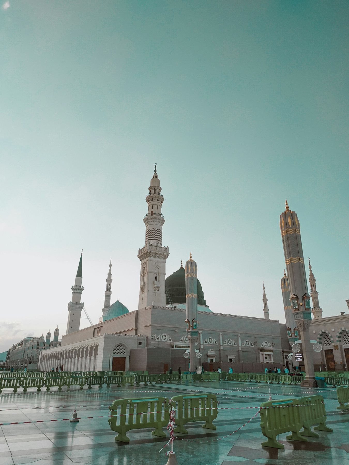 The Prophet’s Mosque green dome in Madinah
